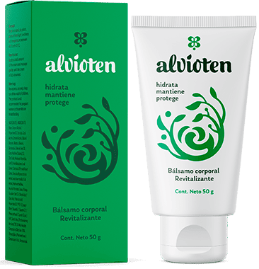 Caja y tubo de Alvioten, bálsamo corporal revitalizante